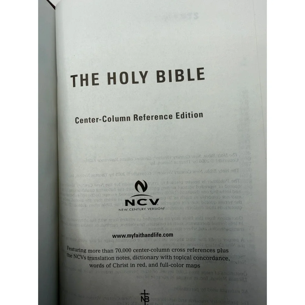 Thomas Nelson NCV Center-Column Reference Bible Compact Burgundy Leather 6245BG